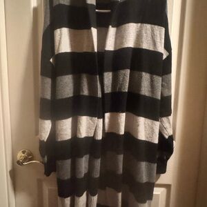 Lane Bryant Black and Gray Cardigan with Stripes